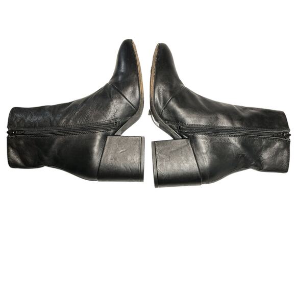 Free People Nicola Leather Square Toed Ankle Zip Block Heeled Boot Black 36 US 6 - Picture 5 of 12
